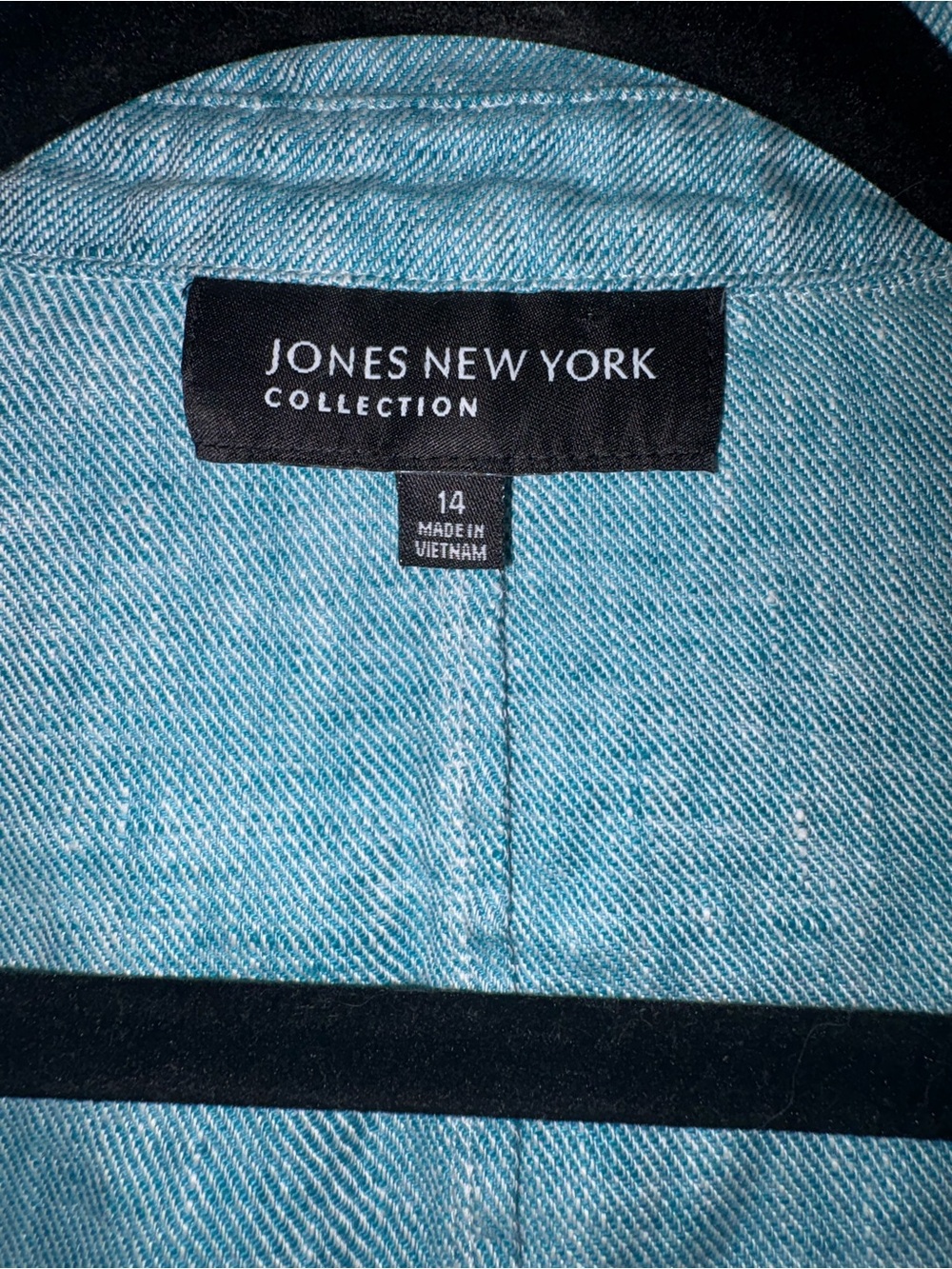Jones New York Teal-Blue Linen Blend Three-Button Blazer - Picture 8 of 16